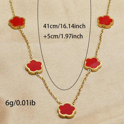 Lxalry 18K Gold Plated Five Leaf Clover Necklace   Modern Minimalist Stainless Steel Jewelry Hypoallergenic  Tarnish-Free Gift For Women Wife Mom  Everyday Luxury With Golden Aura