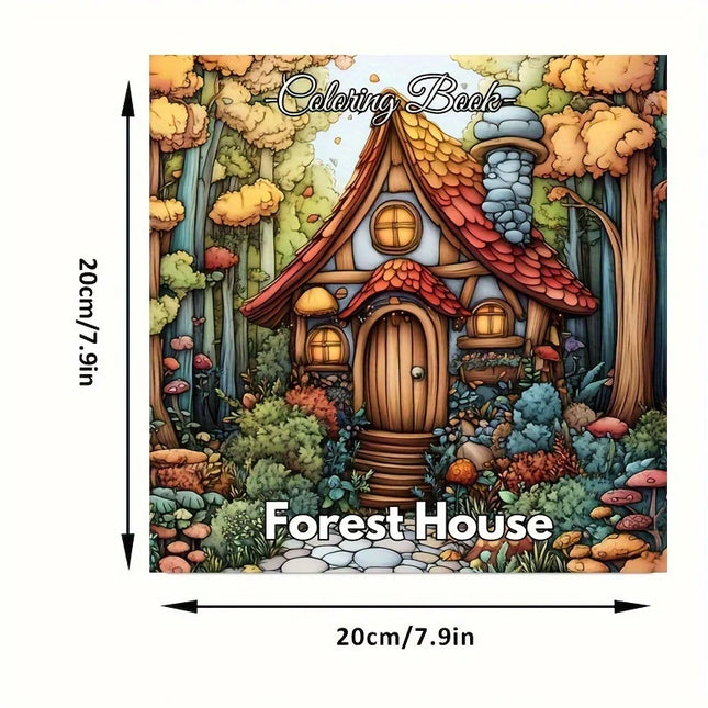 28 Pages Forest House Coloring Book Coloring Book For Adult Stress Reduction Colouring Book Valentine's Day Gifting, Birthday Party Gift, Drawing Supplies, Christmas Gift, Back To School Supplies