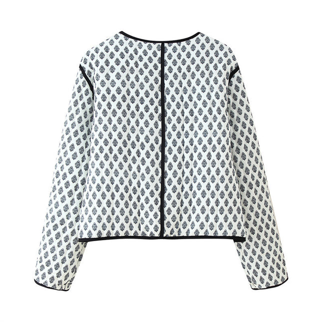 Retro Quilted Long-sleeved Jacket