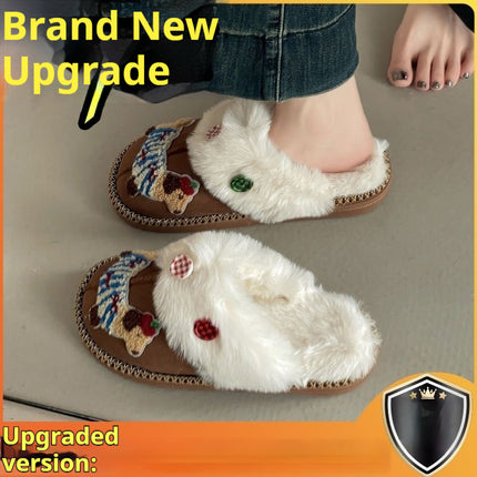 Cute Cartoon Sausage Dog Fluffy Shoes Female