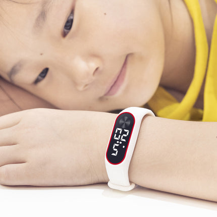 Silikoon Kinder LED Rooi-en-Wit Lig Horlosie