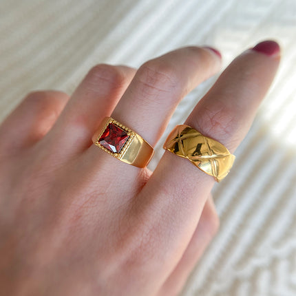 Vintage Ruby Chic Exaggerated Stacking Rings