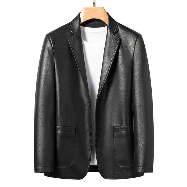 Spring Business Casual Men's Leather Coat