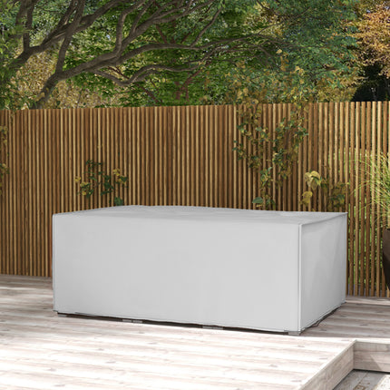 Buitetuinmeubelhoes Waterdig, Anti-UV 600D Swaardiens Oxford-stof Patio Meubelhoes Vir Reghoekige Sofatafelstel, Grys, 210 X 140 X 80 Cm