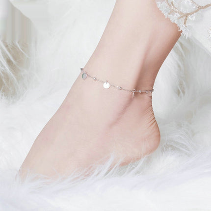 Ronde S925 Sterling Silwer Modieuse Witgoud-oortrekte Silwer Enkelband