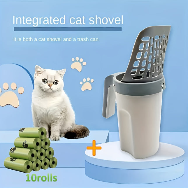 10-Piece Deluxe Cat Litter Scoop Set - Durable PP Material For Long-Lasting Use, Efficient Pet Litter Sifter With Integrated Waste Bag Dispenser For Easy Cleaning, Suitable For All Cat Breeds And Litt
