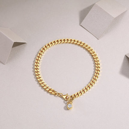 Set With Top-quality Moissanite, This Luxurious And Fashionable Light Luxury Trend Jewelry Silver Bracelet Is S925 Silver-plated With Gold