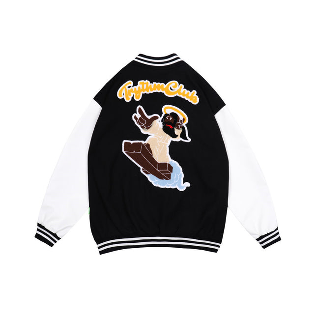 Street Fashion Brand Loose Stand Up Collar Contrast Jacket