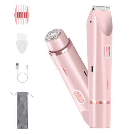 1 Stuk 2-in-1 Bikini-trimmer vir vroue Dubbelkop Koordloos Liggaamskeerder IPX7 Waterdig Herlaaibare Skaamhaarskeermes Nat en Droë Gebruik Vir Bikini Oksel Been Arm Liggaam Gesig