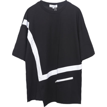 Men's Loose Irregular Stitching Casual Short Sleeves