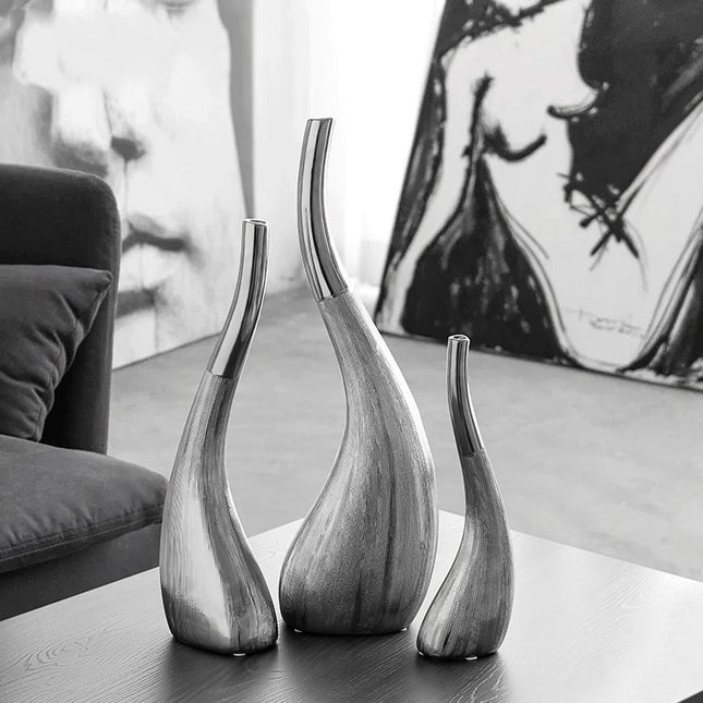 Nordic Art Creative Silver Curved Bottle Decoration