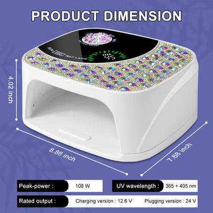 Professionele UV LED Naellamp vir Gelnasels, Koordlose Naellamp Herlaaibare Naeldroër vir Gelpolitoer, UV-uitsaaolig met 4 Tymer en Outomatiese Sensor, UV-liglamp vir Naelkuns in Salon of Tuis