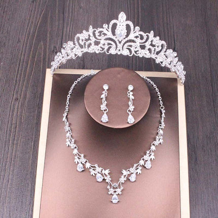 Bruids Rhinestone Kroon Halsnoer Stel Trou Bykomstighede