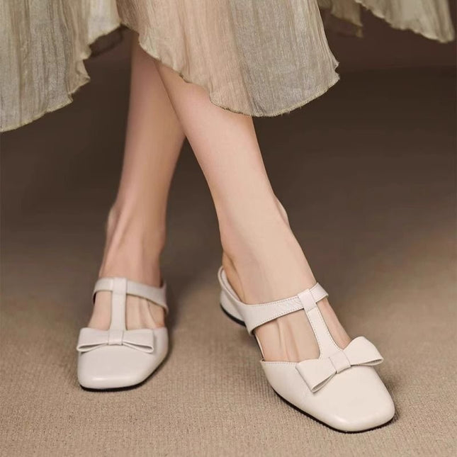 Franse Styl Strik Halfpantoffels Met Geslote Toon Vir Vroue