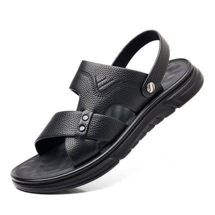 Men's Breathable Genuine Leather Beach Shoes Casual Soft Bottom Middle-aged And Elderly