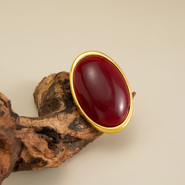 Nuwe Oordrewe Metaal Vintage Ingelegde Edelsteenring, Gepersonaliseerde Soet & Koel Premium Verstelbare Oop Ring