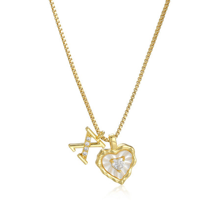 Diamond-encrusted Heart-and-letter Necklace Fashionable