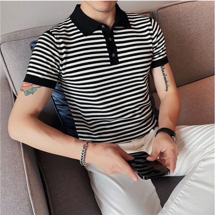 Men's Knitted High Elastic Breathable Casual T-shirt