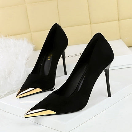 Dames Stiletto Suede Puntige Luiperddruk Hoëhakskoene