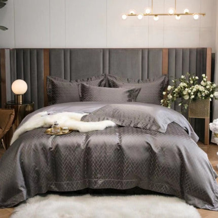 Luxury Retro Style Black Gold 120 Yarn-dyed Jacquard Cotton Bed Four-piece Set