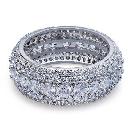 Hip Hop Ring 14mm Ruite Kubaanse Ring, Regte Goud Plaat, Dubbelry Sirkoon Ring