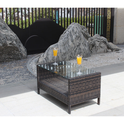 Buite Patio Meubels Koffietafel Met Deursigtige Getemperde Glas