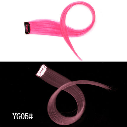 Luminescent selfdoen-knip-in-hare Luminesente haarstuk Haarspoorloos 50 CM Reënboogkleur
