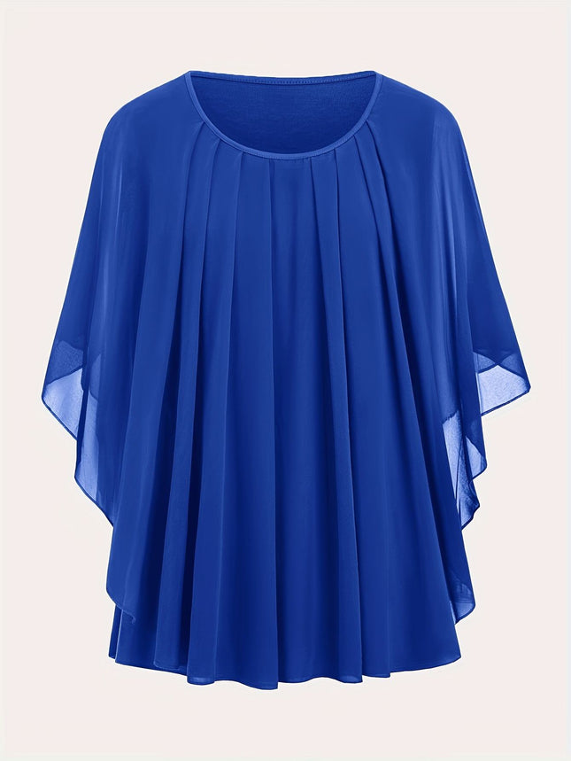 European And American Plus Size Women's Clothes New Belly-covering Slimming Loose Solid Color Short Sleeve