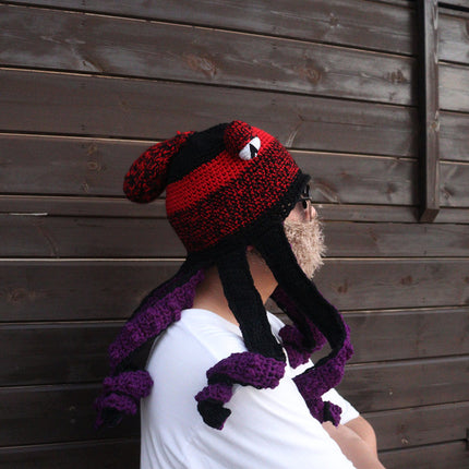 Octopus Hat Octopus Knitted Wool Hat Plus Beard