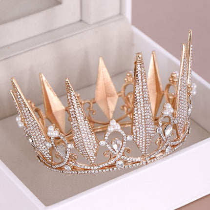 Die Hele Sirkel Vol Diamante Kristal Groot Kroon Trou Hoofbedekking