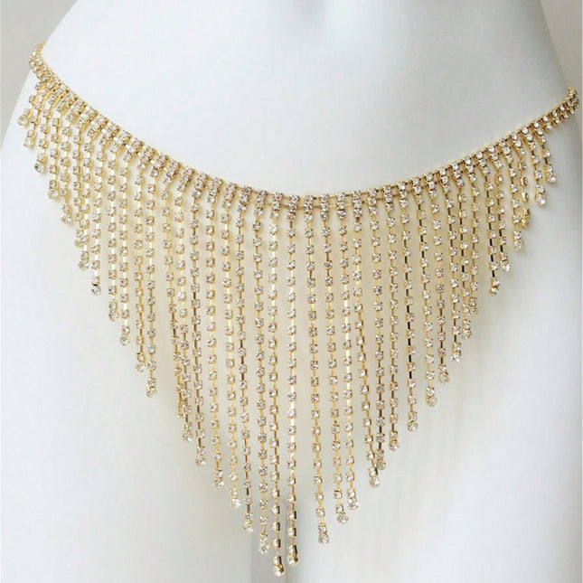 Boheemse Diamant Kwastjie Sexy Middellyfketting T-rug Strass Kettingbykomstighede
