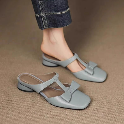 Franse Styl Strik Halfpantoffels Met Geslote Toon Vir Vroue