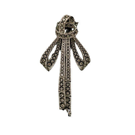 Exquisite And Versatile Heavy Industry Bow Inlaid Diamond Copper Wax Brooch