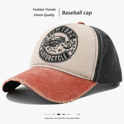 Men's Retro Alphabet Motorcycle Printed Peaked Cap