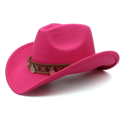 Pendant Casual Sun-proof Sun Protection Keeping Warm Boys And Girls Woolen Western Cowboy Hat
