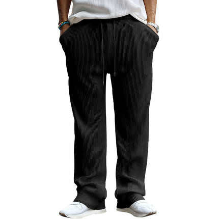 Men's Casual Trousers Loose Straight High Waist Wide Leg Pants