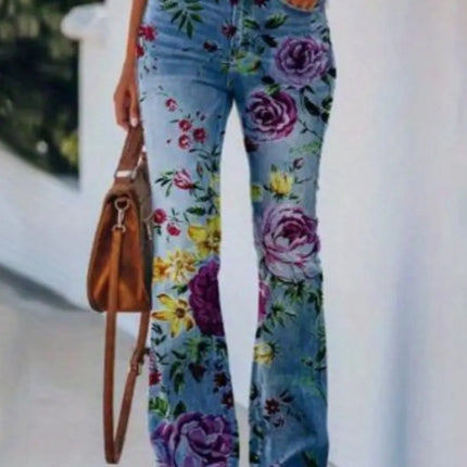 Women's Printed Polyester Jeans