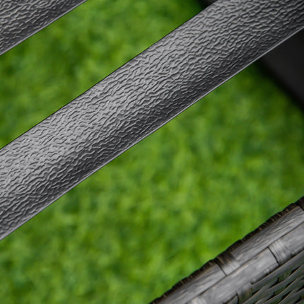 Buitelug Wiegstoel van Rattan met Gevoerde Kussings, Aluminium Meubel Wiegstoel van Rattan met Armleuning vir Tuin, Patio en Agterplaas, Kakie