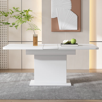 Uitskuif-eettafel, Eettafel met Berging, Reghoekige Eettafel, Koffie-ontspanningstafel, Moderne Eenvoudige Yster-eettafel, Ruimtebesparende Multifunksionele Eettafel, Wit