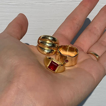 Vintage Ruby Chic Exaggerated Stacking Rings