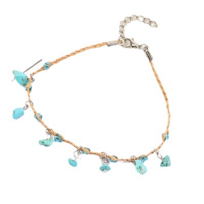 Raffia Klippie Armband, Handgeweefde Armband, Raffia Enkelbandjie