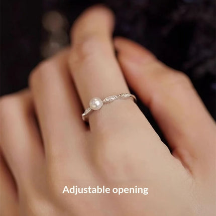 S925 Sterling Silwer Veelsydige En Elegante Ring Met Klein Krale En Verstelbare Opening