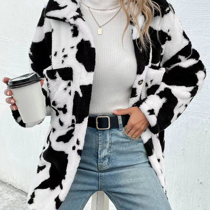 Leisure Button Double-sided Plush Jacket For Women
