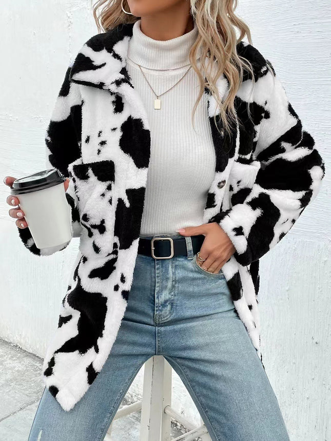 Leisure Button Double-sided Plush Jacket For Women