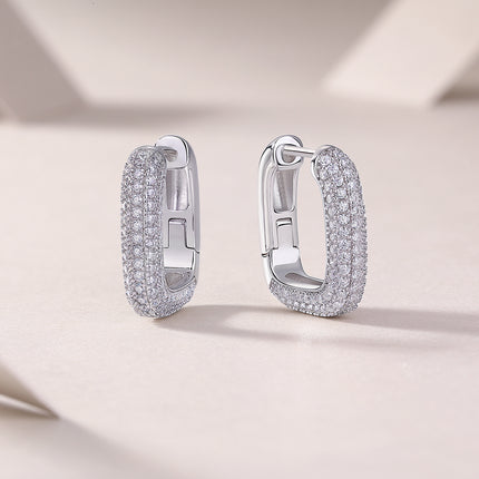 Top-quality Moissanite Luxury And Fashionable Light Luxury Jewelry Silver Stud Earrings S925 Silver Plated Platinum
