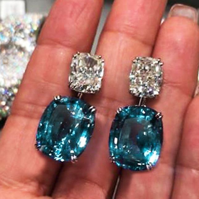 Oversized Square Diamond Zircon Earrings For Women