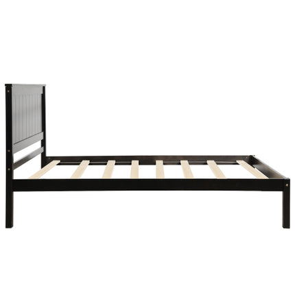 Platformbedraam Met Kopstuk, Houtlatondersteuning, Geen Veermatras Benodig Nie, Dubbel, Espresso