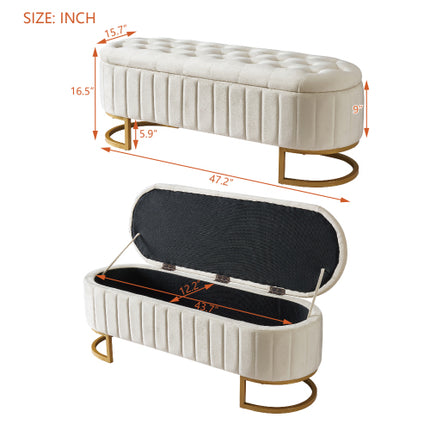 Elegante Stof Fluweel Opbergpoef