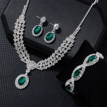 New European And American Style Elegant Luxury Sapphire Necklace Set Of Four Pieces