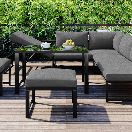 Buite Tuin Sitkamerbank Sitstel, Tuinbalkonmeubels Met Lêfunksie, Rugleuning Verstelbaar In Vier Rigtings, Sluit Alle Sagte Sitkussings En Rugleunings In, Grys